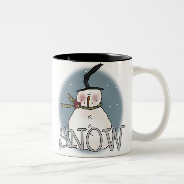 Stovepipe Hat Snowman Zweifarbige Tasse (Rechts)