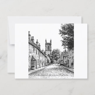 Stow-the-Wold Village Sketch, Cotswolds England Postkarte