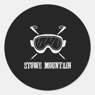 Stowe Berg Vermont Skifahrer Skifahren Ski rustika Runder Aufkleber
