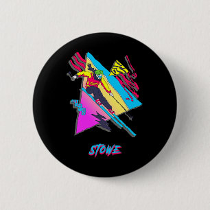 Stowe Colorful Retro Vintag Skier 80er Inspiriert Button