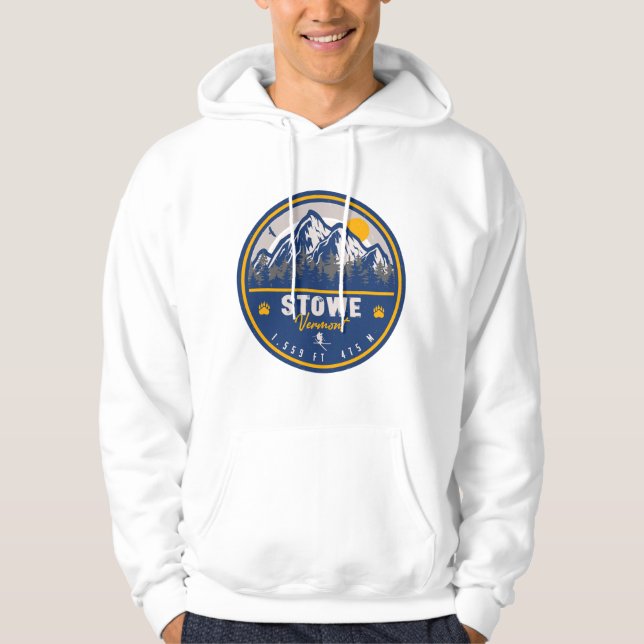 Stowe Mountain Vermont Retro Sunset Ski Souvenir Hoodie (Vorderseite)