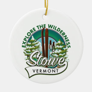 Stowe Vermont, Entdecken Sie das Wilderness-Skipla Keramik Ornament