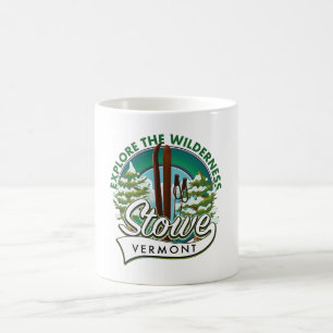 Stowe Vermont, Erkunde den Wilderness-Skiplakat. Kaffeetasse