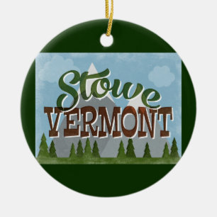 Stowe Vermont Fun Retro Snowy Mountains Keramik Ornament