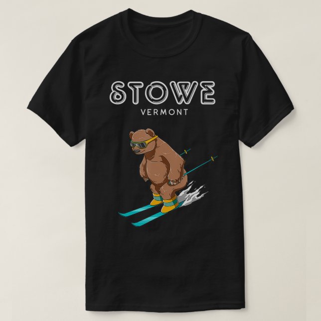Stowe Vermont Funny Ski Grizzly T-Shirt (Design vorne)