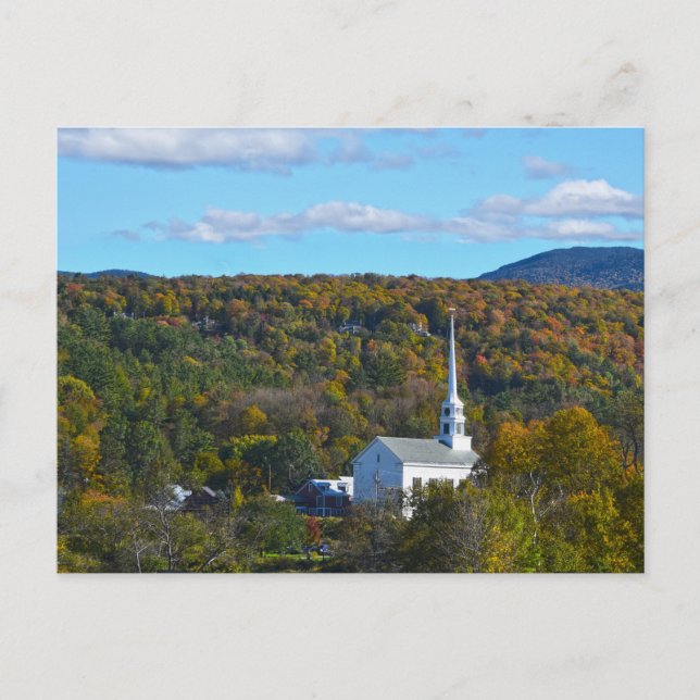 Stowe, Vermont, Gemeindekirche im Herbst Postkarte (Vorderseite)