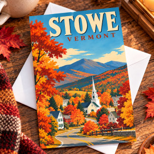 Stowe Vermont Herbstlaub Vintage Reise Postkarte