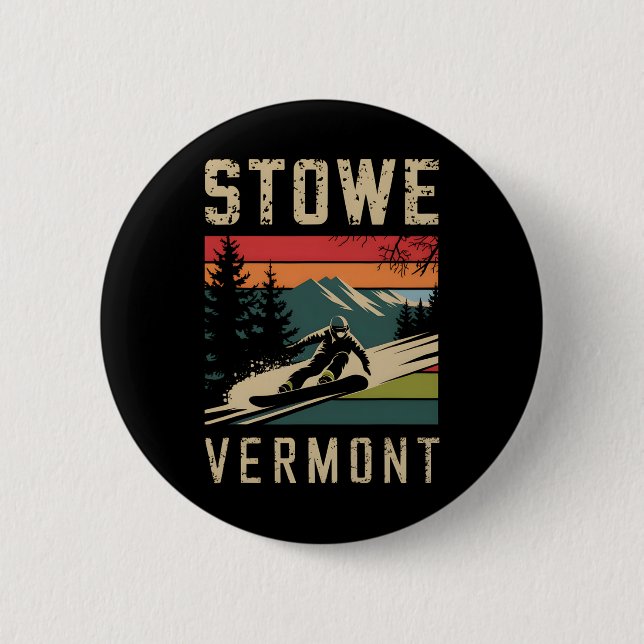 Stowe Vermont Snowboard Vintag Snowboarden Mount Button (Vorderseite)