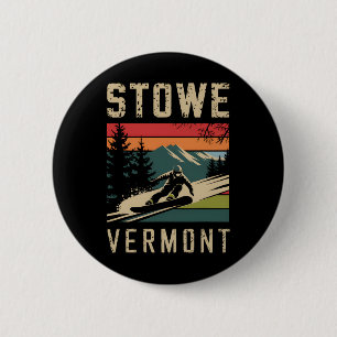 Stowe Vermont Snowboard Vintage Snowboarden Berg Button