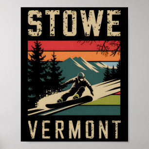 Stowe Vermont Snowboard Vintage Snowboarden Berg Poster