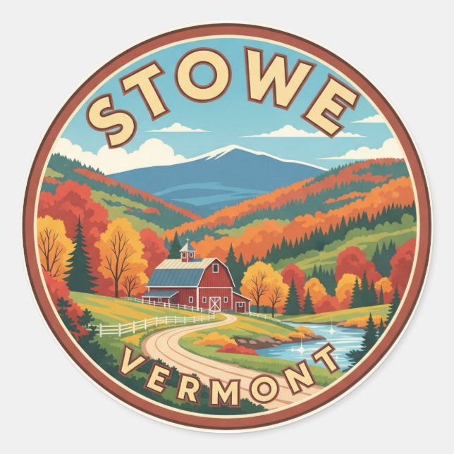 Stowe Vermont Travel Runder Aufkleber (Vorderseite)