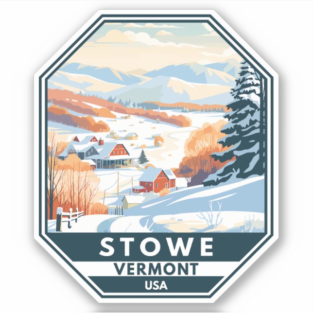 Stowe Vermont Winter Vintag Aufkleber (Vorderseite)