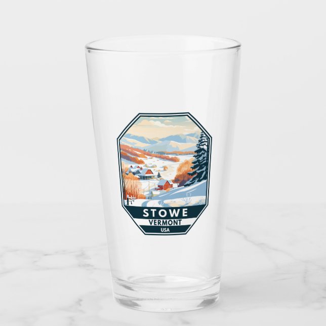 Stowe Vermont Winter Vintag Glas (Vorderseite)
