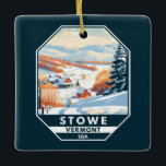 Stowe Vermont Winter Vintag Keramikornament<br><div class="desc">Stowe Winter Art Design zeigt die Winterlandschaft.</div>