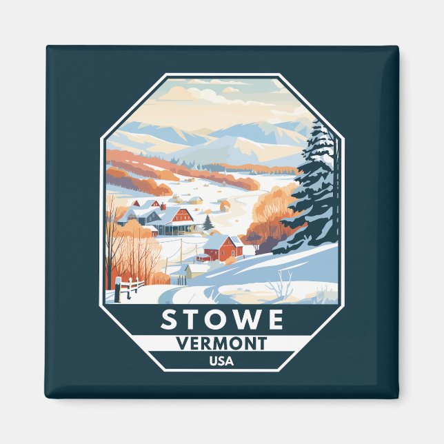 Stowe Vermont Winter Vintag Magnet (Vorne)