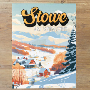 Stowe Vermont Winter Vintag Postkarte