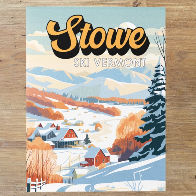 Stowe Vermont Winter Vintag Postkarte (Von Creator hochgeladen)