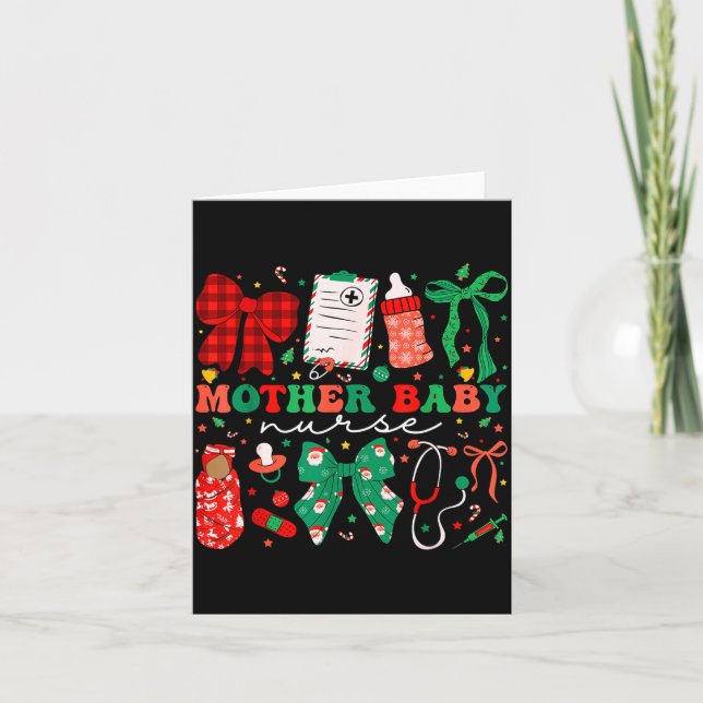 Stpartum Xmas Coquette Mother Baby Nurse Christmas Karte (Vorderseite)