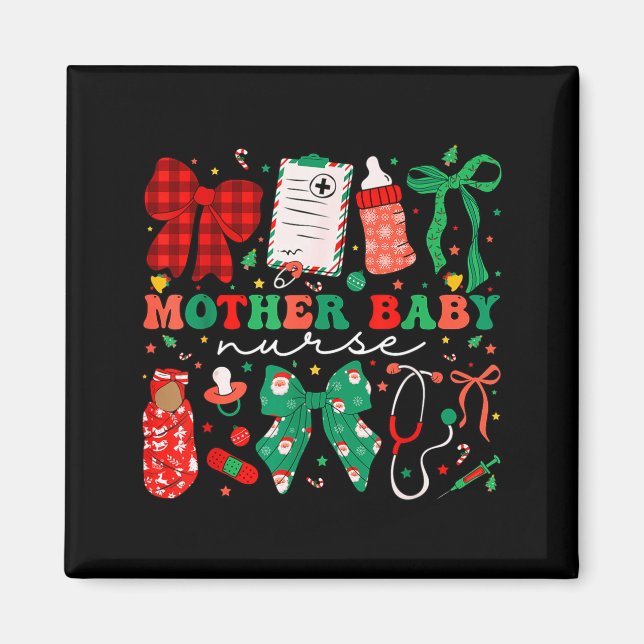 Stpartum Xmas Coquette Mother Baby Nurse Christmas Magnet (Vorne)