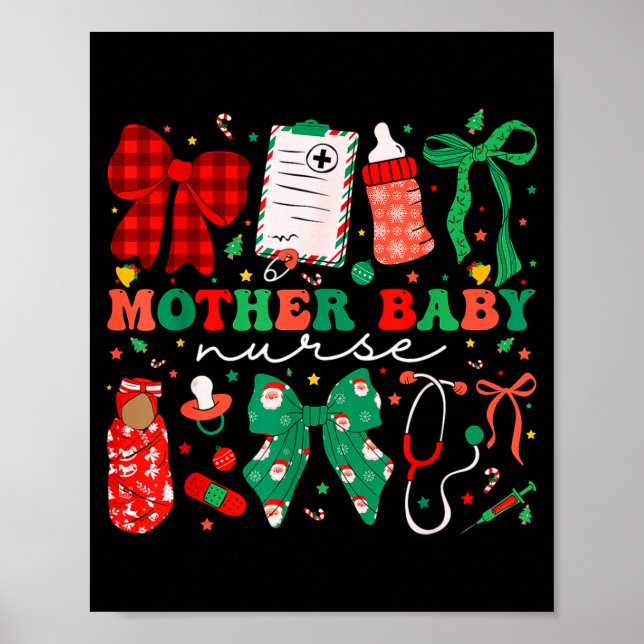 Stpartum Xmas Coquette Mother Baby Nurse Christmas Poster (Vorne)