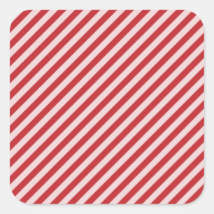 [STR-RD-1] Rote und weiße Zuckerstange striped Quadratischer Aufkleber