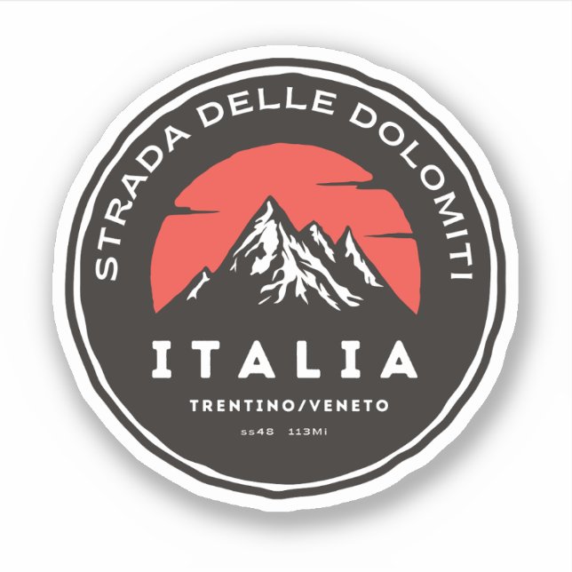 Strada statale 48 delle Dolomiti Aufkleber (Vorderseite)