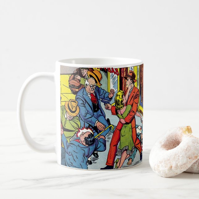 Strafe für Baby Face Crisis Vintage Comicen Kaffeetasse (Mit Donut)