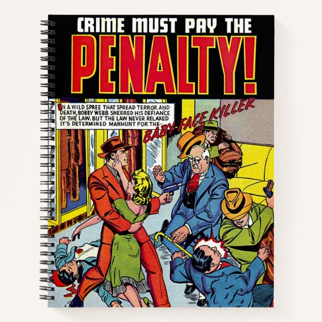 Strafe für Baby Face Crisis Vintage Comicen Notizbuch (Vorderseite)