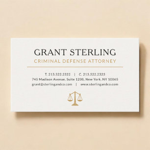Strafverteidiger Anwalt Neutral Beige Gold Visitenkarte