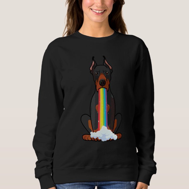 Strahlen Sie Positivität Regenbogen Hund Dobermann Sweatshirt (Vorderseite)