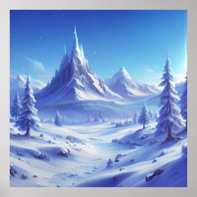 strahlend blauer Winterhintergrund mit tiefgefrore Poster (Vorne)