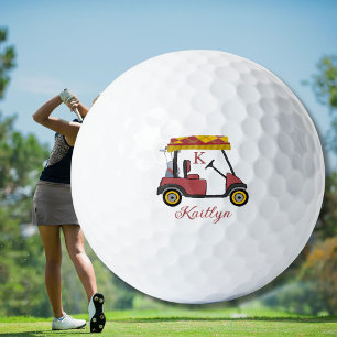 Strahlend in Rotem Kundengolfwagen-Namensmonogramm Golfball