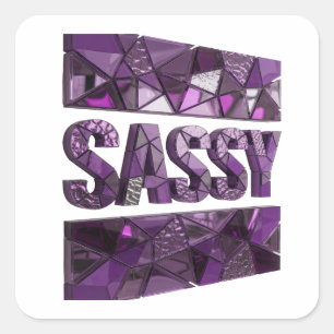 Strahlend lila SASSY Aufkleberdesign Quadratischer Aufkleber