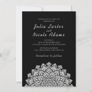Strahlend luftiger Halbmond-Mandala-Hochzeit Einladung
