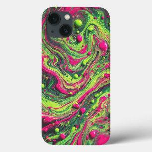 Strahlend Neon-Pink und Grün Flüssig Wirbel Handyh Case-Mate iPhone Hülle