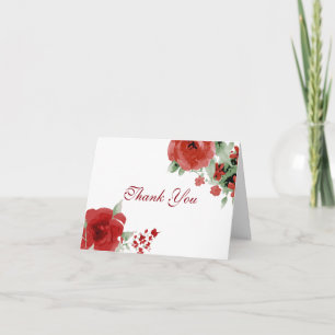 Strahlend rote Aquarell-Rosen-Dankeskarten Dankeskarte