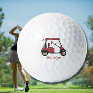 *Strahlend roter Custom Cart Name Monogram Golfball
