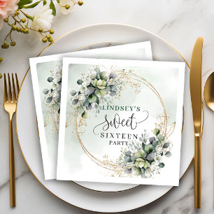 Strahlend Sweet 16 Salbei Grün Eukalyptus Boho Ser Serviette