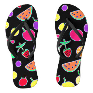 Strahlend Tropisches Neon-Magie Flip Flops