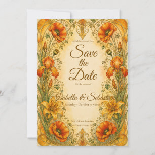 Strahlende Art Nouveau Botanische Romantische Hoch Save The Date