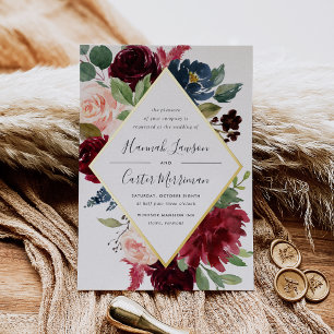 Strahlende Blüten-Blumenrahmen-Hochzeit Folieneinladung
