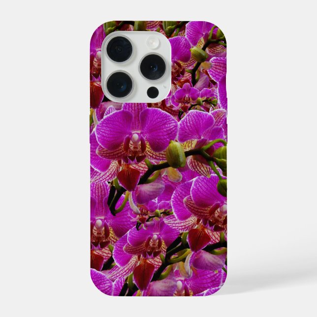 Strahlende Cluster: Die Magenta-Orchideen-Symphoni iPhone Hülle (Rückseite)