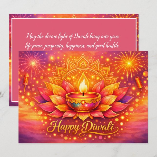 Strahlende Diwali-Freude Einladung (Vorne/Hinten)