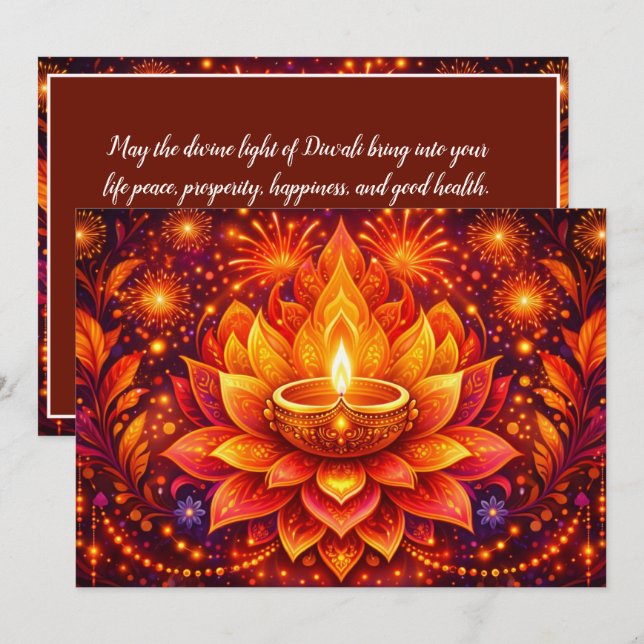 Strahlende Diwali-Freude Einladung (Vorne/Hinten)