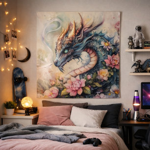 Strahlende Drachblüten-Fantasie-Kunst Wandteppich