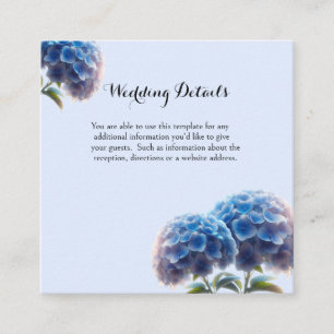 Strahlende Eleganz Blaue Hortensien Hochzeit Begleitkarte