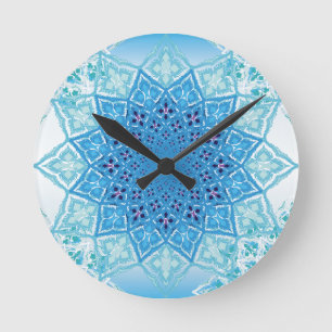 Strahlende florale Mandala-Wanduhr Runde Wanduhr