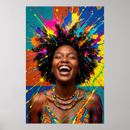 Strahlende Freude Schwarze Königin Farbe Spritzer Poster