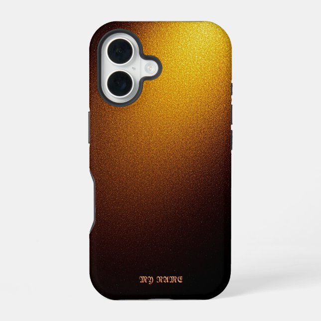 Strahlende goldene Glittertextur iPhone 16 Hülle (Rückseite)