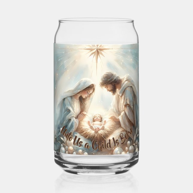 Strahlende Heilige Familie Weihnachtsszene Dosenglas (Rückseite)
